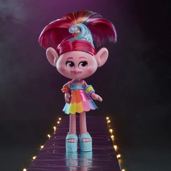Hasbro Trolls World Tour - Poppy Glamour con 2 suoni e look Rock Pop multicolore