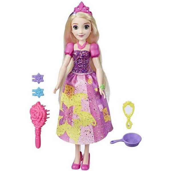 Bambola Disney Princess Rapunzel con Abito Vivace e Accessori per Capelli