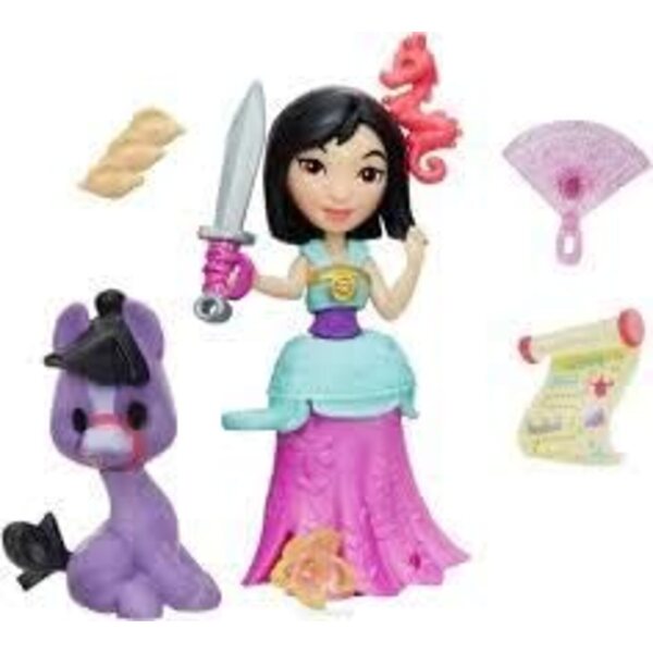 Disney Princess Little Kingdom Mulan bambola 8 cm con accessori e animaletto