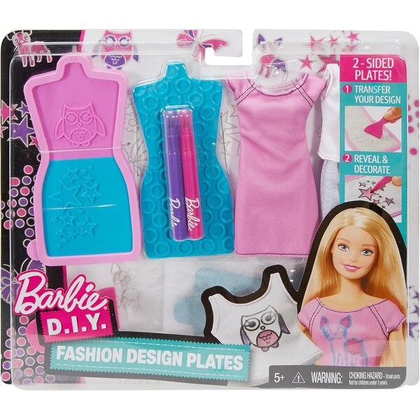 Mattel Barbie Fashion Designs Plates set con piatti reversibili e pennarelli colorati