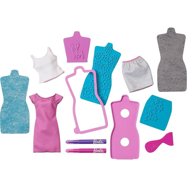 Mattel Barbie Fashion Designs Plates set con piatti reversibili e pennarelli colorati