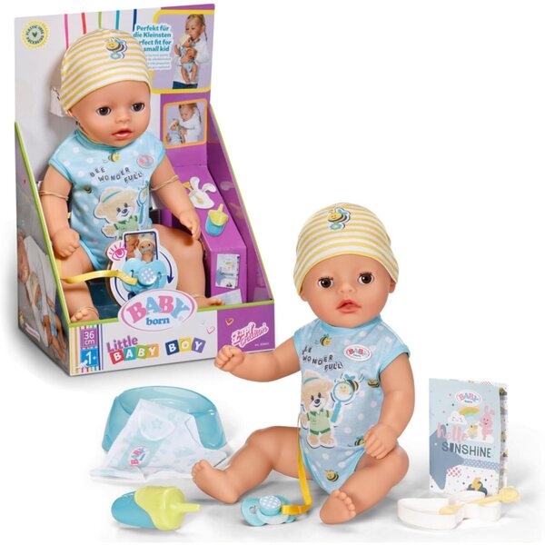 BABY born Little Baby Boy Puppe 36 cm mit 7 Funktionen, ohne Batterien, ideal für 1 Jahr+