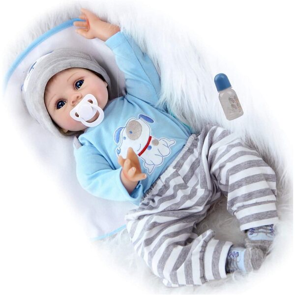 ZIYIUI Realistische Neugeborene Reborn-Puppe 55 cm mit komplettem Zubehör und Weichheit