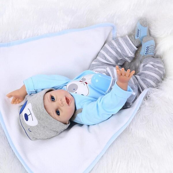 ZIYIUI Realistische Neugeborene Reborn-Puppe 55 cm mit komplettem Zubehör und Weichheit