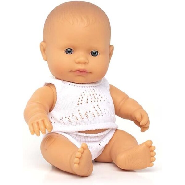 Miniland 21 cm große europäische männliche Puppe aus anatomisch korrektem weichem Vinyl