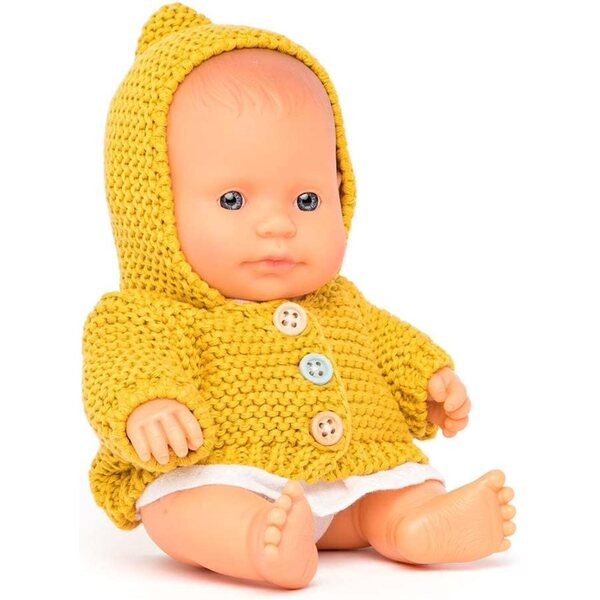 Miniland 21 cm große europäische männliche Puppe aus anatomisch korrektem weichem Vinyl