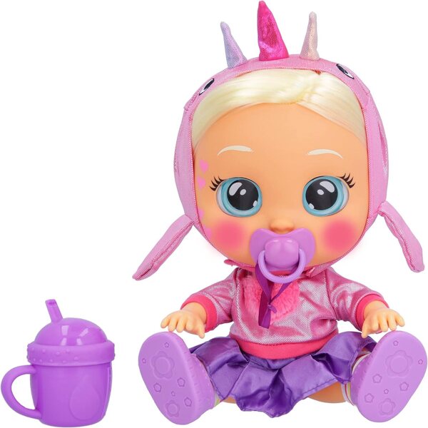 Cry Babies Magic Tears Stella Pink Narwhal Interaktive Puppe, die weint und errötet