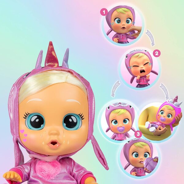 Cry Babies Magic Tears Stella Pink Narwhal Interaktive Puppe, die weint und errötet
