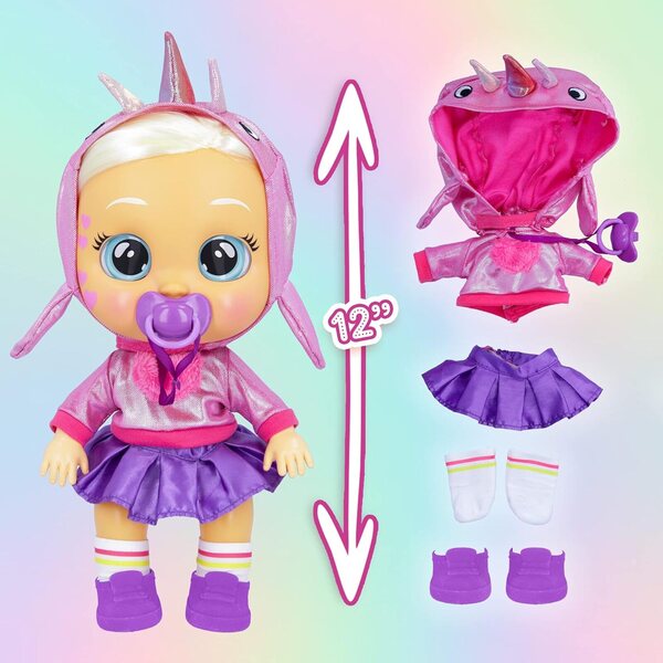 Cry Babies Magic Tears Stella Pink Narwhal Interaktive Puppe, die weint und errötet