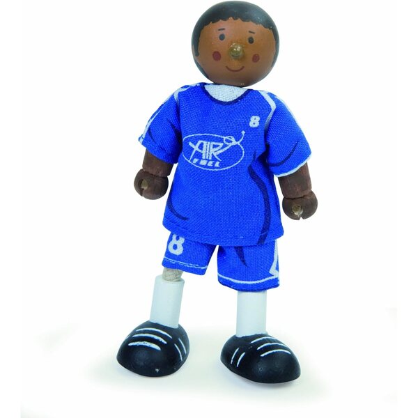 Le Toy Van BUDKINS Calciatore N.8 Blu in Legno Snodabile e Dipinto a Mano