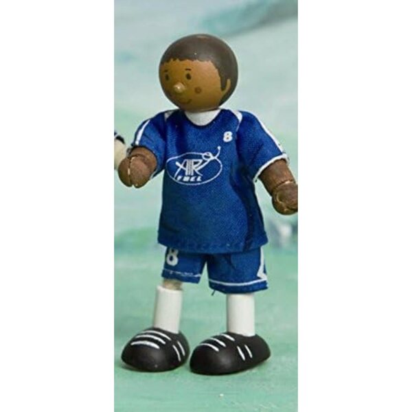 Le Toy Van BUDKINS Calciatore N.8 Blu in Legno Snodabile e Dipinto a Mano