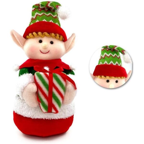 Bambola Elfo Rosso in Velluto 30 cm - Decorazione natalizia elegante e colorata