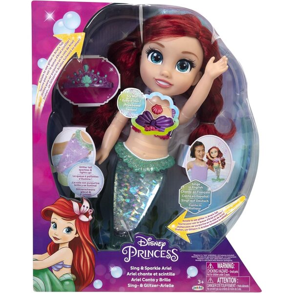 Disney Arielle Sing & Glitter 2.0 Puppe 38 cm mit Glitzerschwanz und Gesangsfunktion
