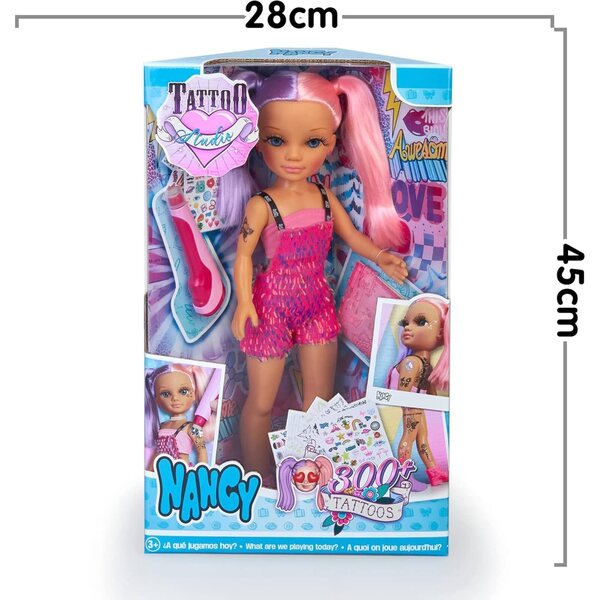 Nancy-Puppe, 42 cm, mit 300 wasserfesten temporären Tattoos, kreatives Modespiel