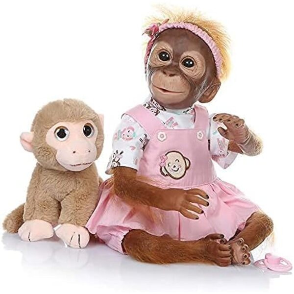 ZIYIUI Reborn Monkey Doll 22 Zoll realistisches Silikon mit Kleidung und Zubehör