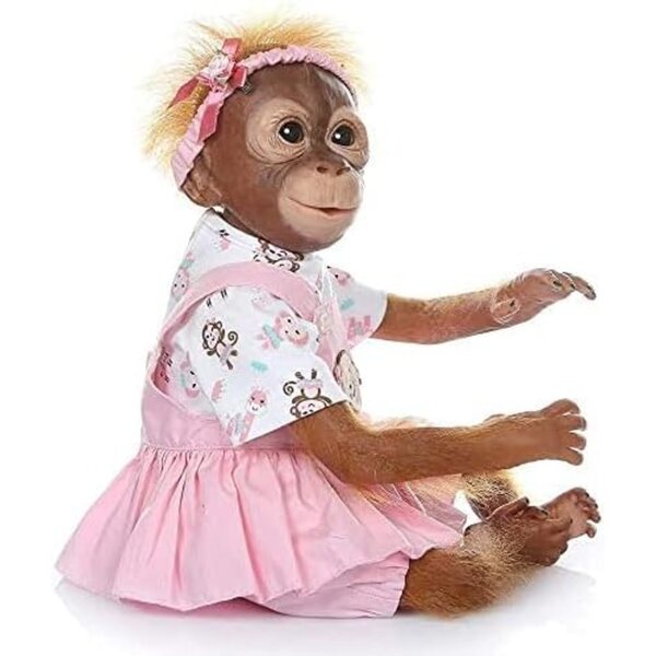 ZIYIUI Reborn Monkey Doll 22 Zoll realistisches Silikon mit Kleidung und Zubehör