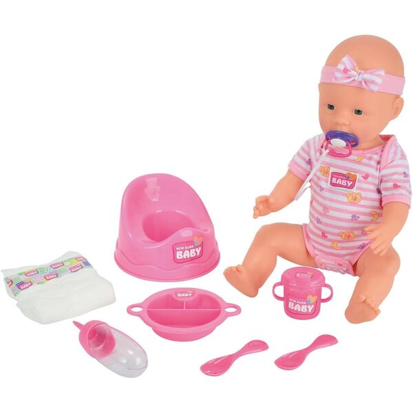 Simba New Born Baby Doll 43 cm, die trinkt und pinkelt, mit Zubehör