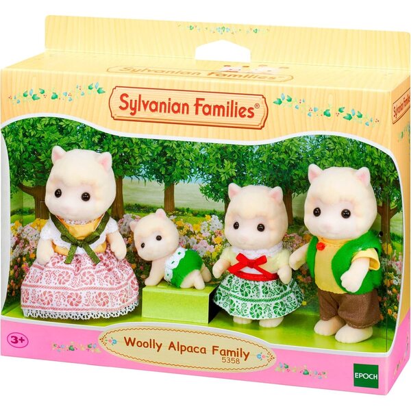 Sylvanian Families Alpaka-Familie 4 beflockte Charaktere mit handgefertigter Kleidung