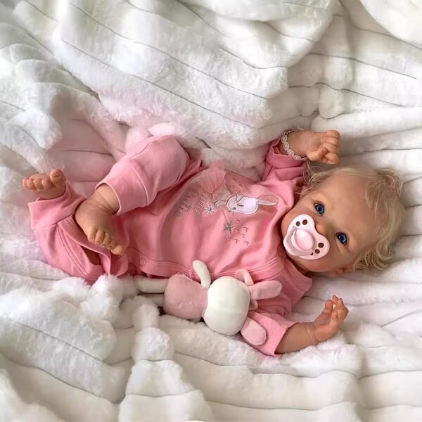 MAIHAO 46 cm realistische Silikon-Neugeborenen-Rebornpuppe mit Kleidung und Zubehör