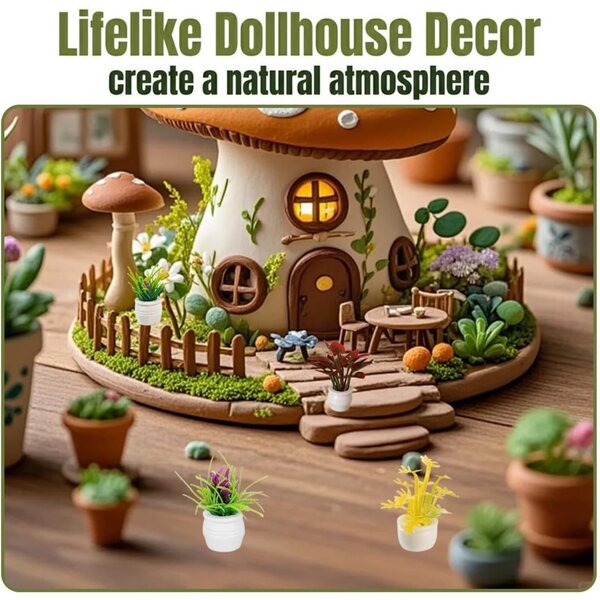 8 Mini Piante Grasse in Miniatura per Casa delle Bambole e Decorazioni Ufficio