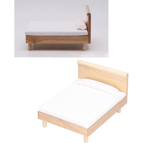 Letto Matrimoniale Miniatura in Legno di Quercia per Casa delle Bambole Scala 1:12