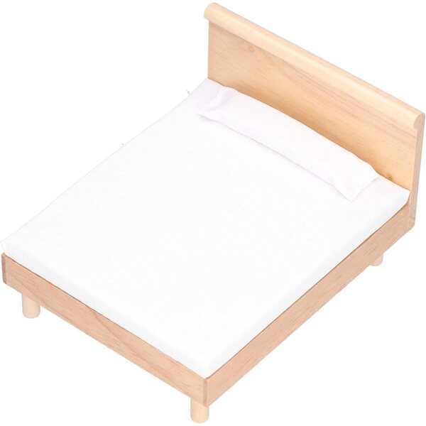 Letto Matrimoniale Miniatura in Legno di Quercia per Casa delle Bambole Scala 1:12