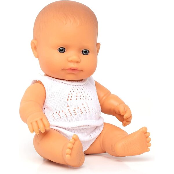 Miniland-Puppe, 21 cm, kaukasisches Mädchen, anatomisch korrekt – hergestellt in Spanien
