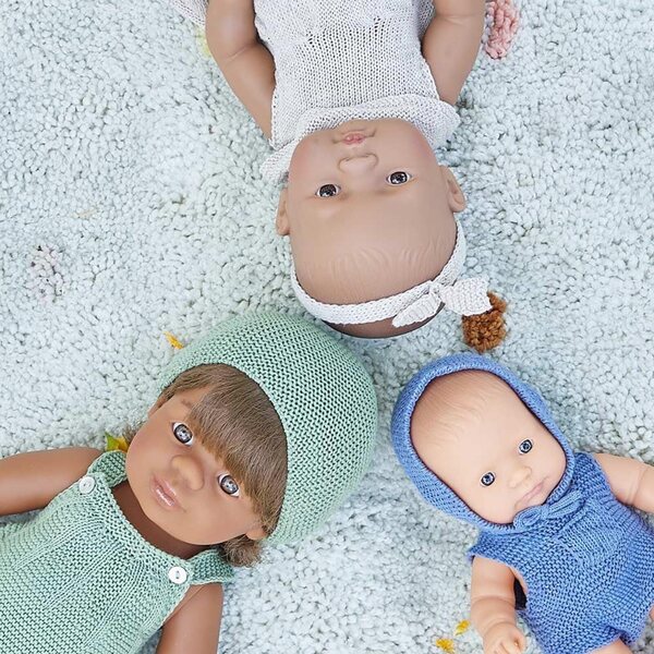 Miniland-Puppe, 21 cm, kaukasisches Mädchen, anatomisch korrekt – hergestellt in Spanien