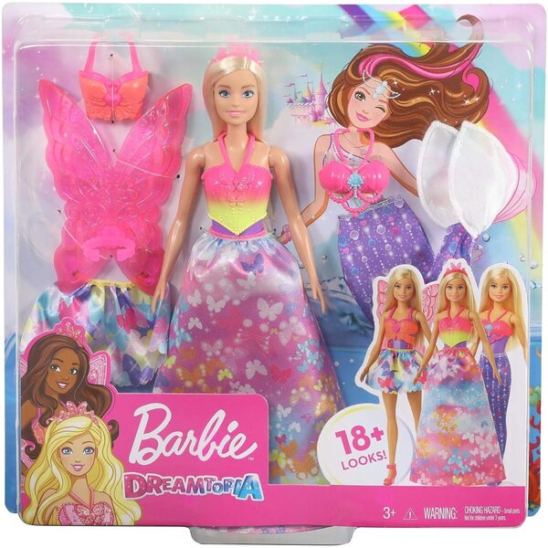 Barbie Dreamtopia con 3 Outfit Magici - Sirena, Fata e Principessa per Bambini 3+