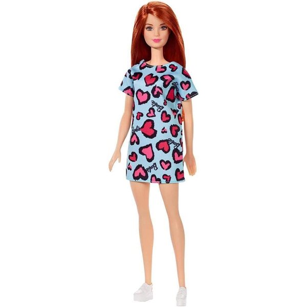 Barbie-Puppe mit roten Haaren und Herzkleid für Kinder ab 3 Jahren
