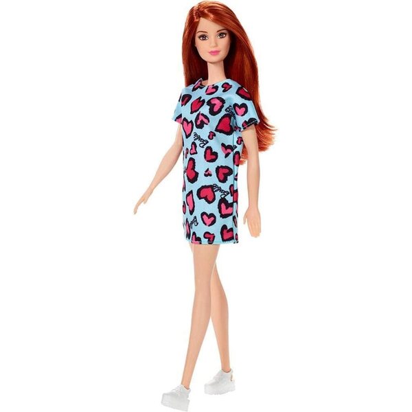 Barbie-Puppe mit roten Haaren und Herzkleid für Kinder ab 3 Jahren