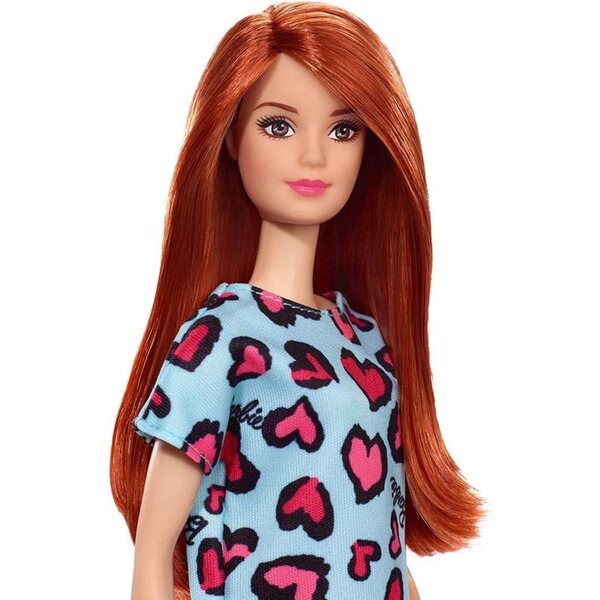 Barbie-Puppe mit roten Haaren und Herzkleid für Kinder ab 3 Jahren