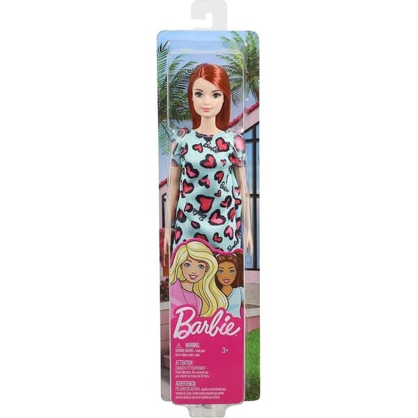 Barbie-Puppe mit roten Haaren und Herzkleid für Kinder ab 3 Jahren