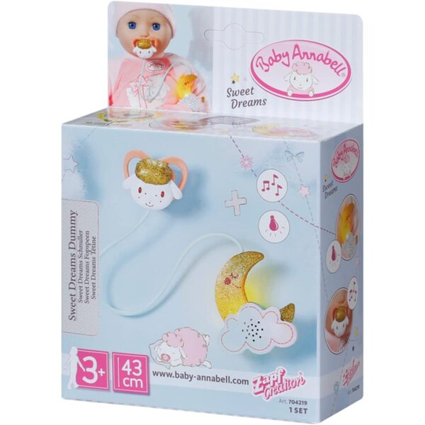 Baby Annabell Sweet Dreams Schnuller 43 cm mit Lichtern und Geräuschen – ideal ab 3 Jahren