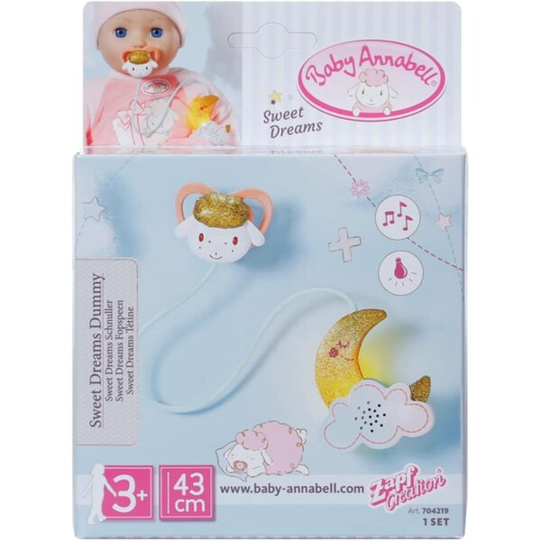 Baby Annabell Sweet Dreams Schnuller 43 cm mit Lichtern und Geräuschen – ideal ab 3 Jahren