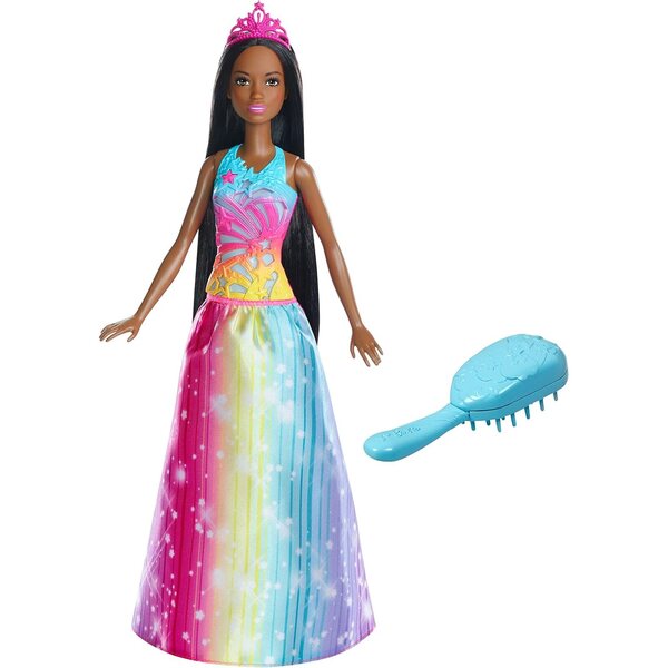 Barbie Princess Comb and Shine mit Lichtern, Geräuschen und langen braunen Haaren