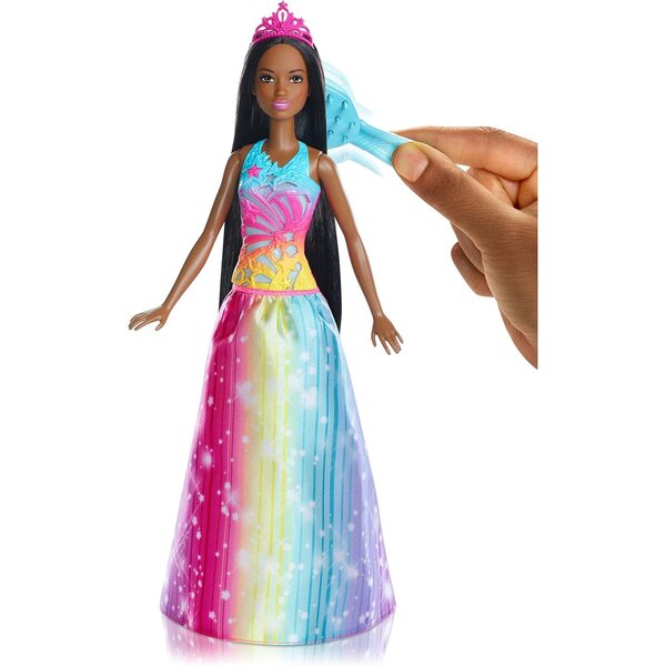 Barbie Princess Comb and Shine mit Lichtern, Geräuschen und langen braunen Haaren