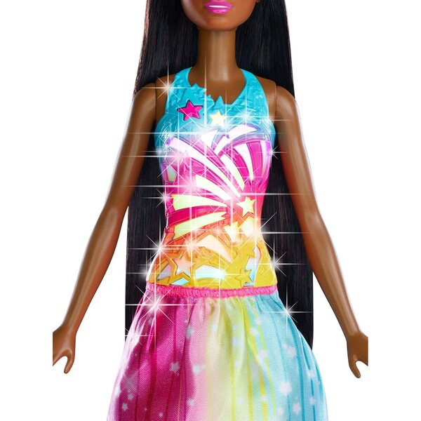 Barbie Princess Comb and Shine mit Lichtern, Geräuschen und langen braunen Haaren