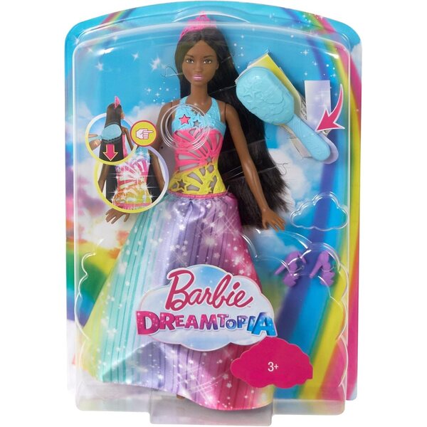Barbie Princess Comb and Shine mit Lichtern, Geräuschen und langen braunen Haaren
