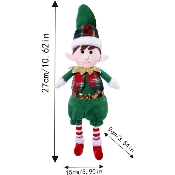 Bambola Elfo di Natale con Gambe Lunghe – Decorazione Morbida per Casa e Scrivania