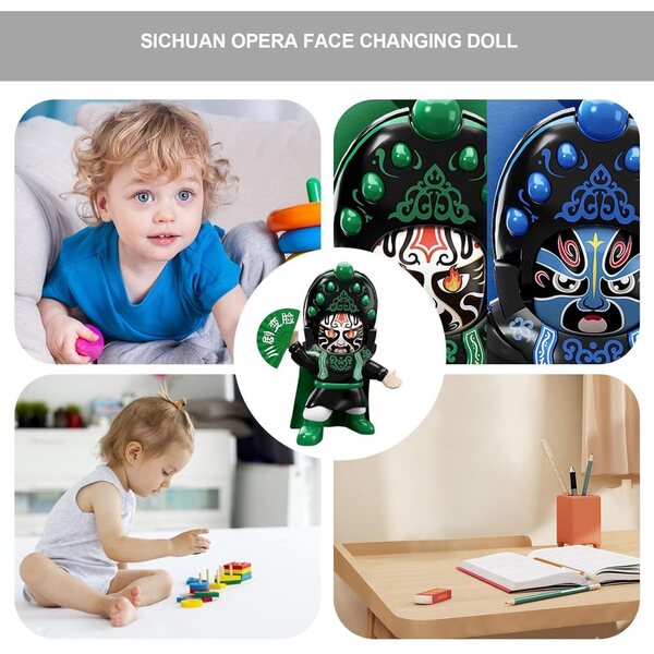 Chinesische Drama-Puppe mit Gesichtsveränderung – traditionelle ABS-Drama-Skulptur, 10,5 cm