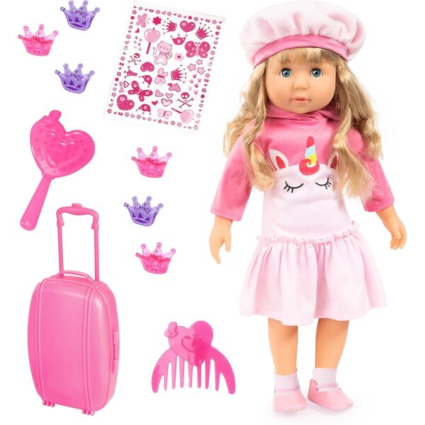 Bayer Charlene Interactive 46 cm mit 90 Sätzen und 8 Liedern, rosa Einhornpuppe