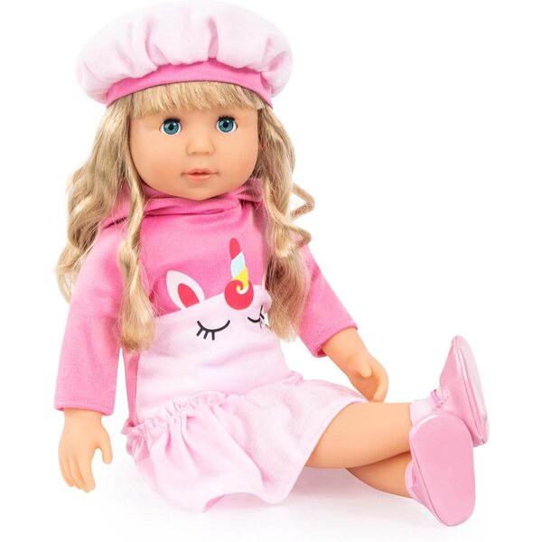 Bayer Charlene Interactive 46 cm mit 90 Sätzen und 8 Liedern, rosa Einhornpuppe