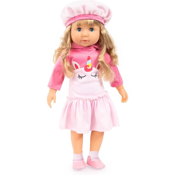 Bayer Charlene Interactive 46 cm mit 90 Sätzen und 8 Liedern, rosa Einhornpuppe