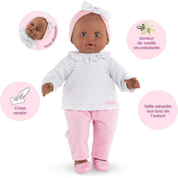 Corolle Grande Popolone Lucie 36 cm – Bambola morbida con occhi dormienti da 2 anni