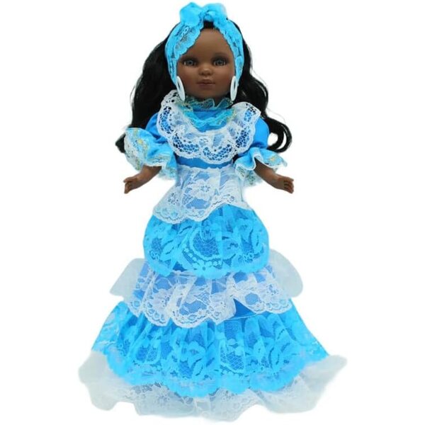 FOLK Bambola Santera Simona 40 cm Mulatta Abito Yemayah Artigianato Spagnolo