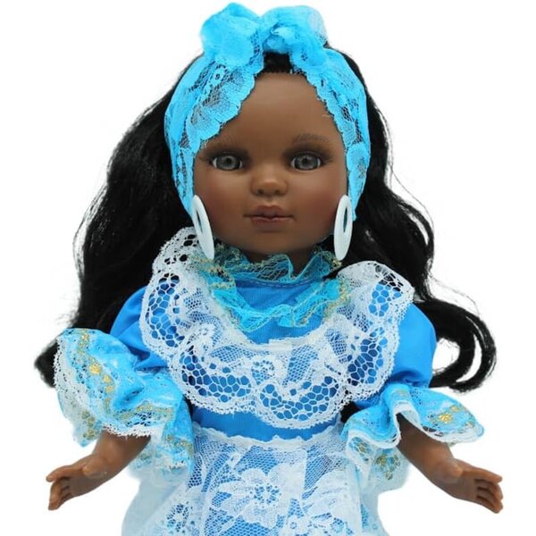 FOLK Bambola Santera Simona 40 cm Mulatta Abito Yemayah Artigianato Spagnolo
