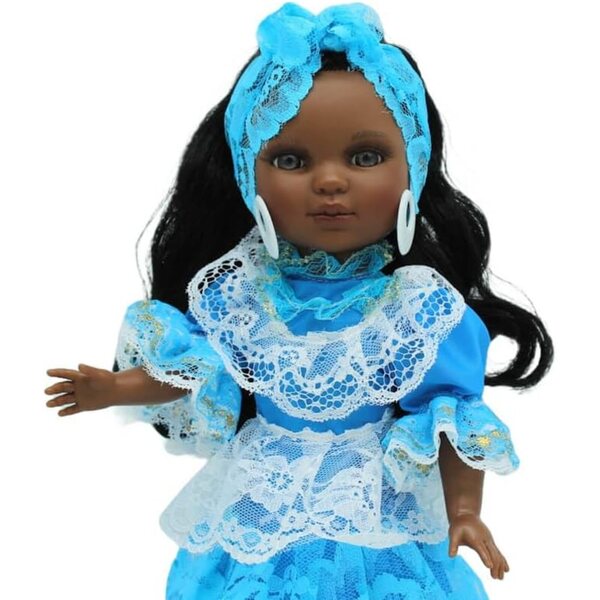 FOLK Bambola Santera Simona 40 cm Mulatta Abito Yemayah Artigianato Spagnolo