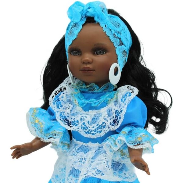 FOLK Bambola Santera Simona 40 cm Mulatta Abito Yemayah Artigianato Spagnolo