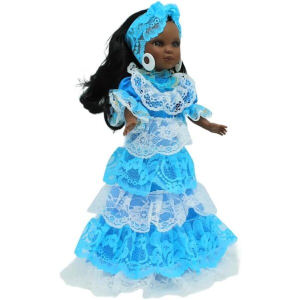 FOLK Bambola Santera Simona 40 cm Mulatta Abito Yemayah Artigianato Spagnolo